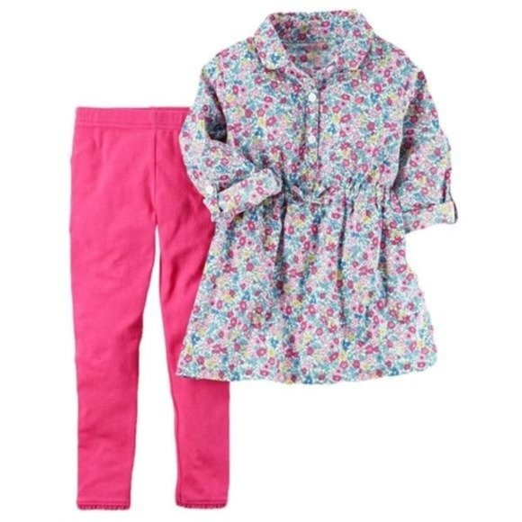 Carter's Floral Tunic & Pink Leggings NWT 24 month - Picture 1 of 8